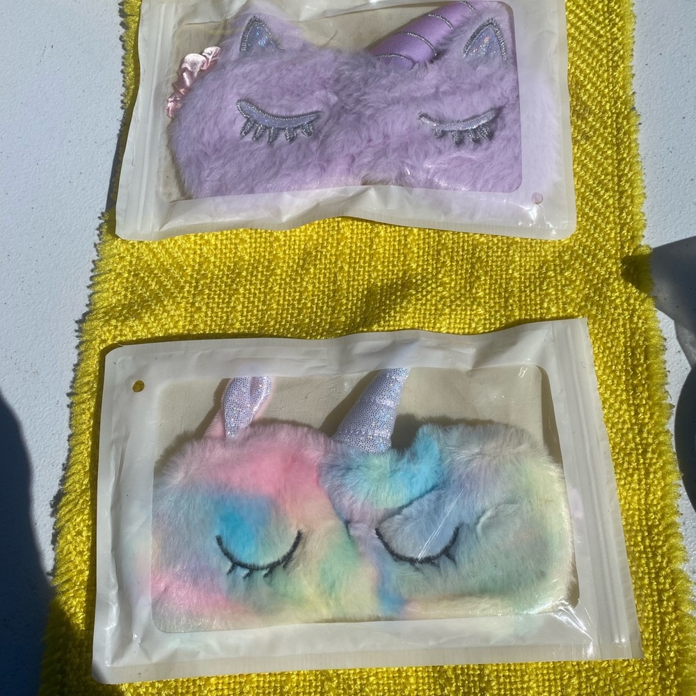 Unicorn Sleep Mask Set for Kids - Purple and Multicolor